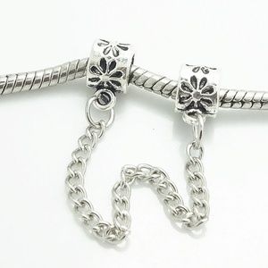 1pcs Silver CZ Charm Bead